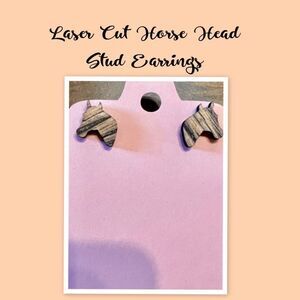 Laser Cut Horse Head Stud Earrings, Horse Head Earrings